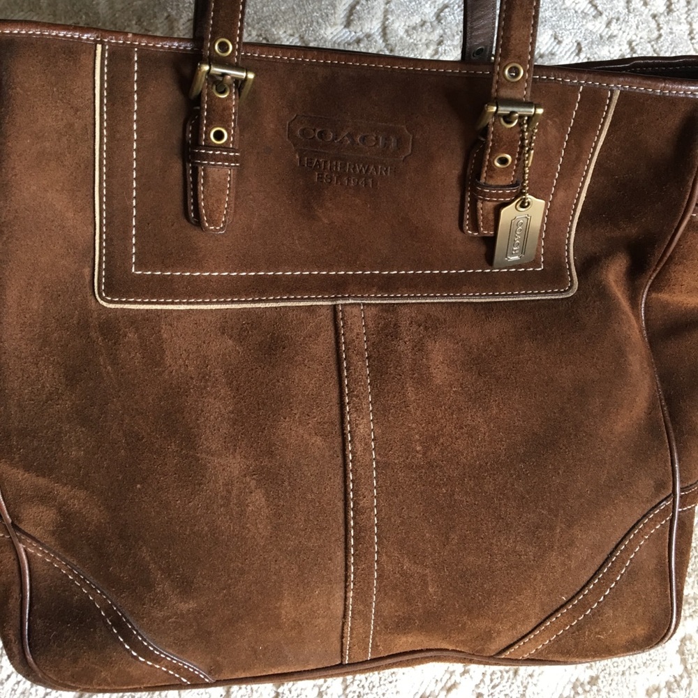 Authentic Coach Brown Suede Tote